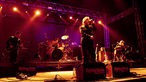 Mark Lanegan and Band spielen auf einer rotausgeleuchteten Bühne.